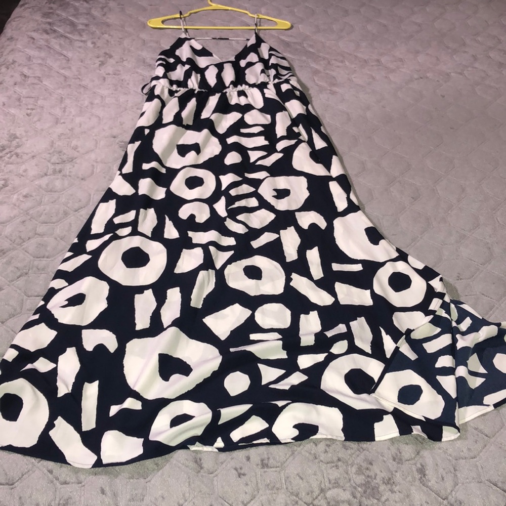 LOFT MAXI NAVY / WHITE DRESS SIZE 10